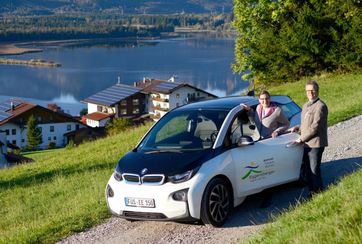 bmw electric car at organic hotel bavaria
